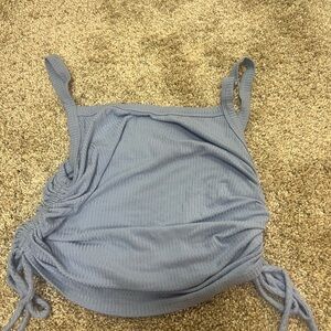 Blue Drawstring Cropped Tank Top